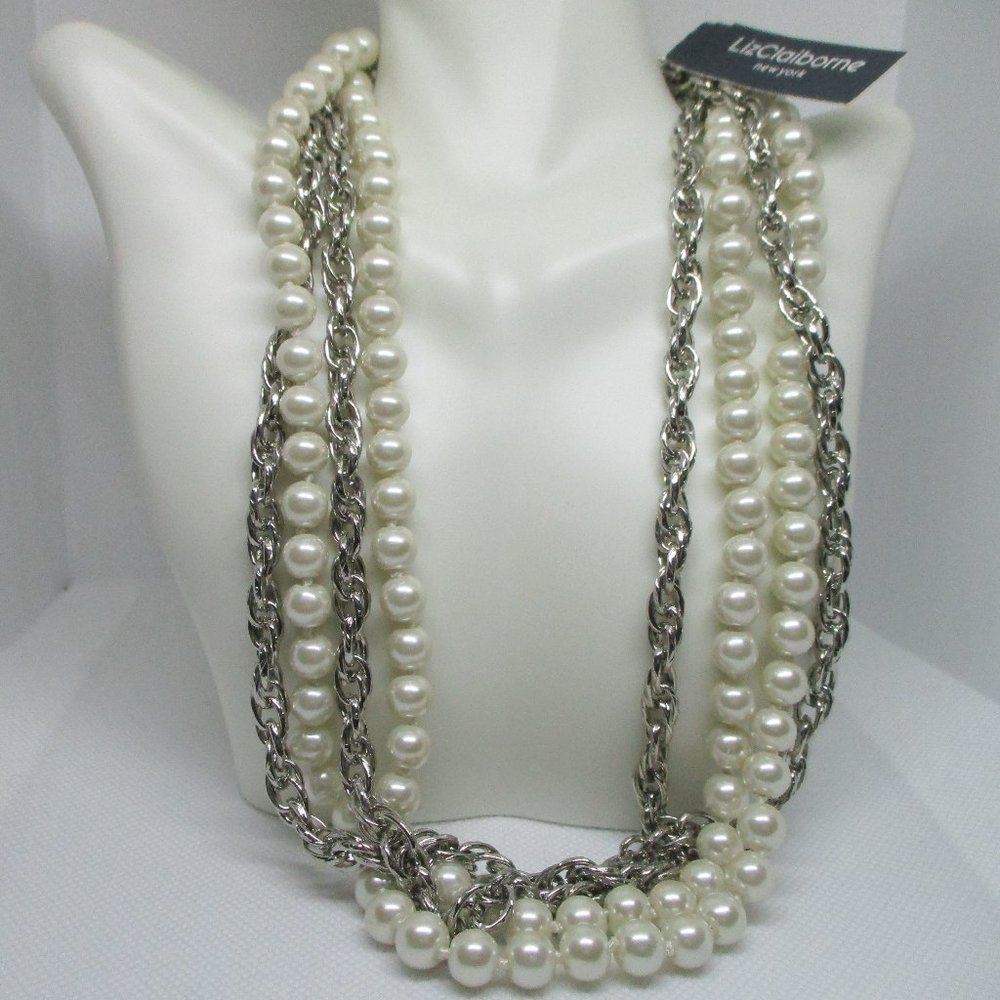 Rare Liz Claiborne 4 Tiers Fashion Necklace for Women with Tag